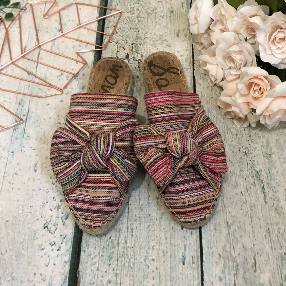 Sam Edelman 7.5 Lynda Rainbow Stripe Mules Pink
